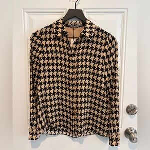 Alice and Olivia Houndstooth Button Down Top Women’s Size XS NWT